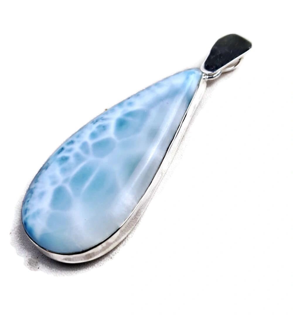 4 "in. Large Dominican Nice Blue Larimar Stone Pendant Handmade