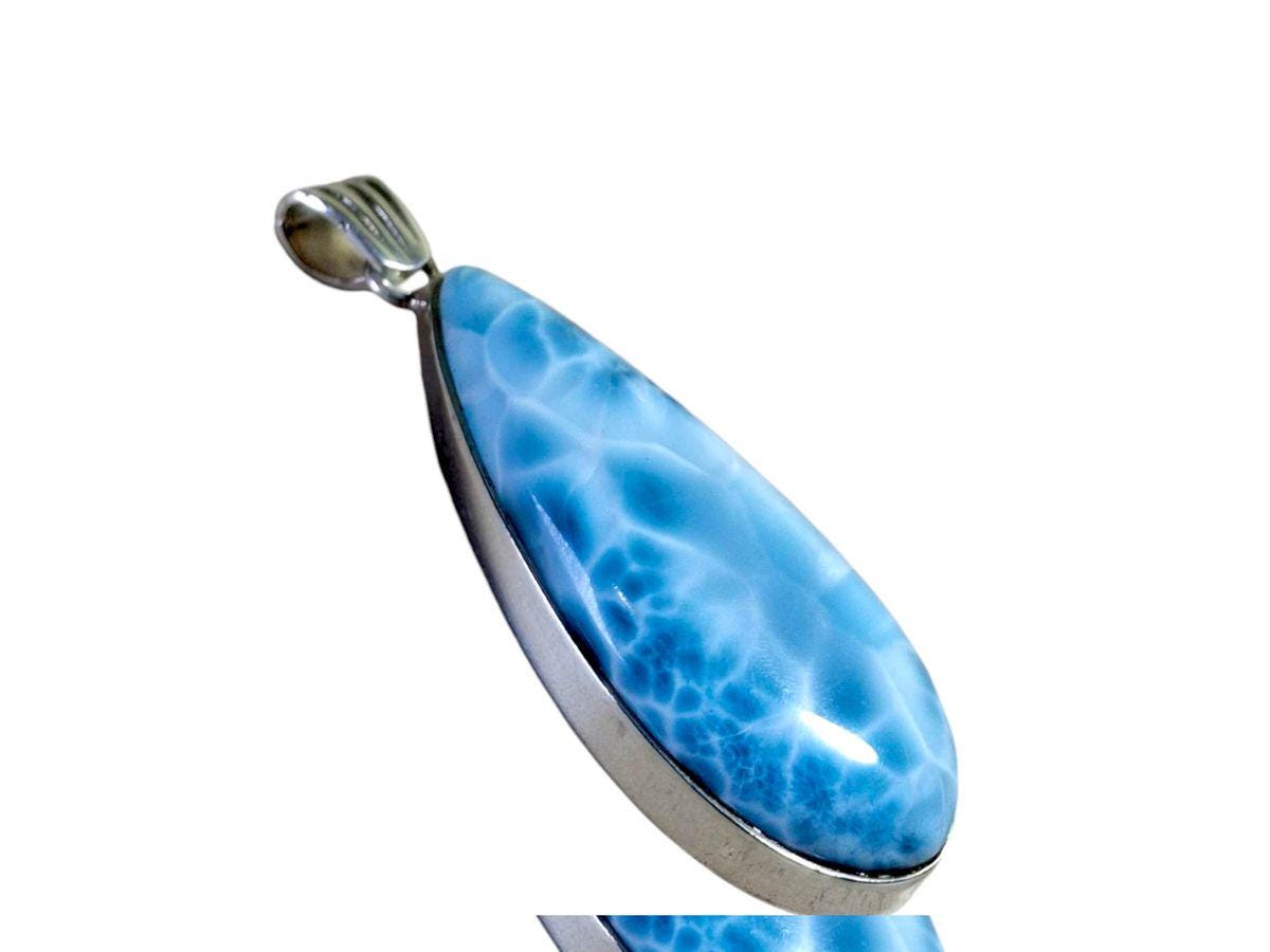 2.6 "in. Dominican Nice Sky Blue Larimar Stone Pendant Handmade
