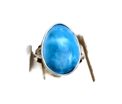 Solid Sterling Silver Dominican Nice Blue Larimar Stone Handmade Ring