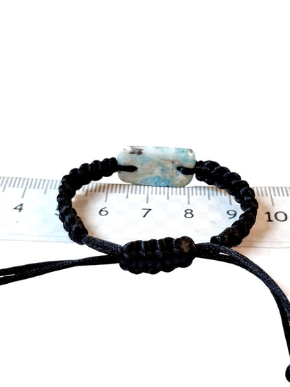 Nice Blue Larimar Stone Nylon Cord Handmade Bracelet Men / Women