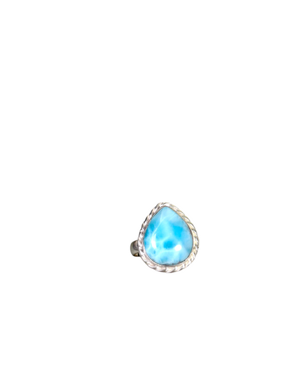 Solid Sterling Silver Dominican Deep Blue Larimar Stone Handmade Ring