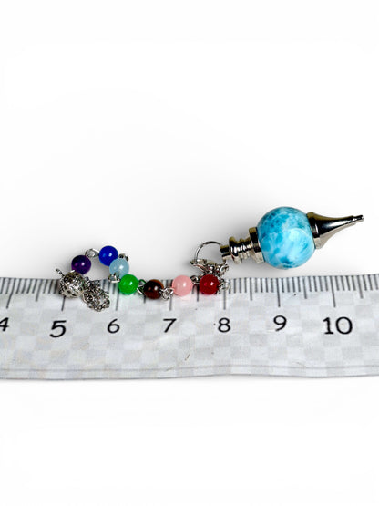 Dominican Nice Blue Larimar Stone Pendulum Necklace 7 chakras