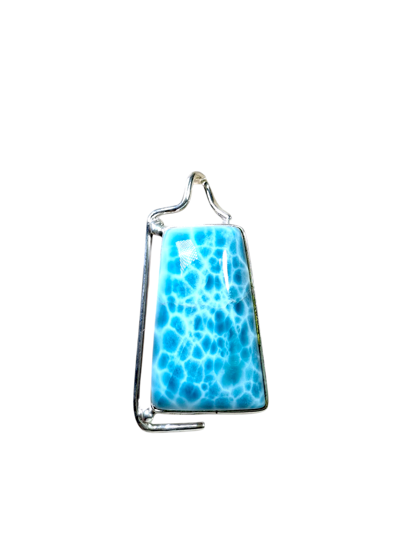 2 "in. Dominican Nice Deep Blue Larimar Stone Pendant Handmade
