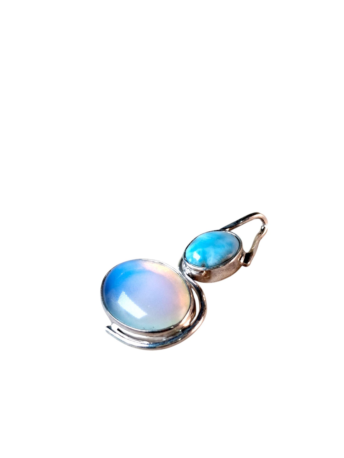 1.9 "in. Dominican Nice Blue Larimar W/ Blue Opalite Stones Pendant Handmade