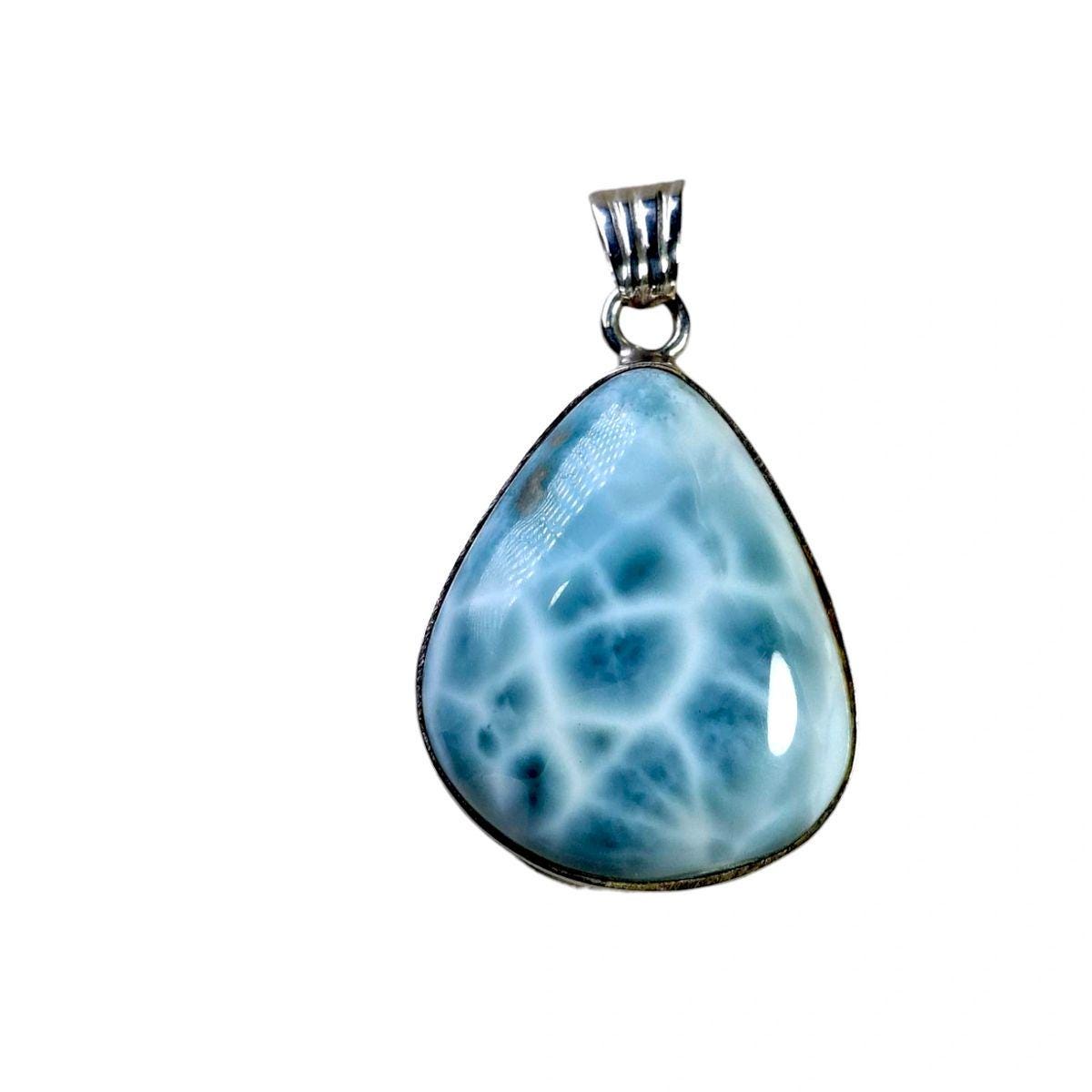 1.8 "in. Dominican Nice Blue Larimar Stone Pendant Handmade