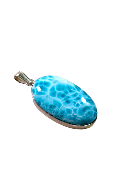 2.6 "in. Dominican Nice Deep Blue Larimar Stone Pendant Handmade