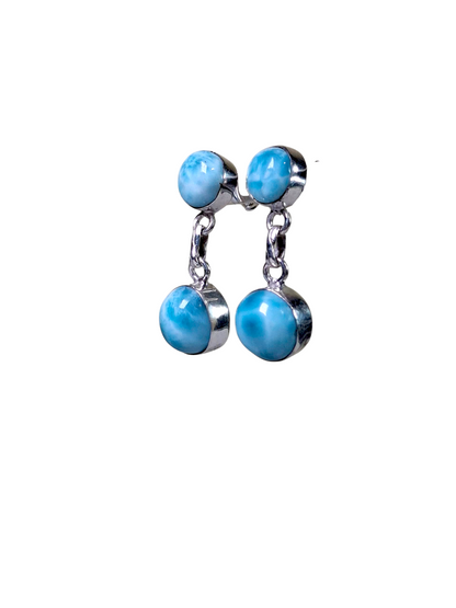 Sterling Silver Nice Blue Larimar Stone Handmade Dangle Earring