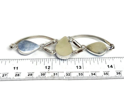 Sterling Silver Dominican Nice Blue Larimar Stone Handmade Cuff Bracelet