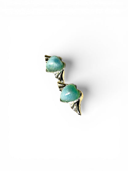 Sterling Silver Nice Blue Larimar Stone Handmade Studs Earring