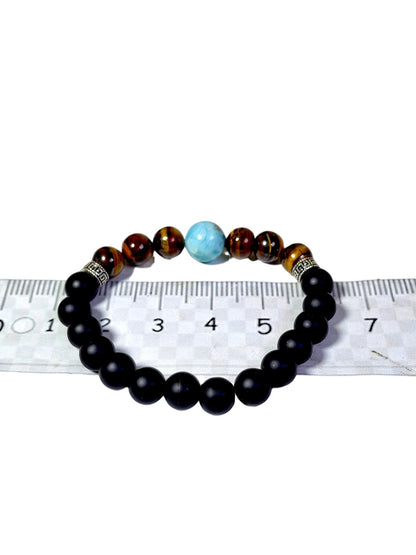 Nice Deep Blue Larimar Stone Leather Handmade Bracelet Watch Men / Women