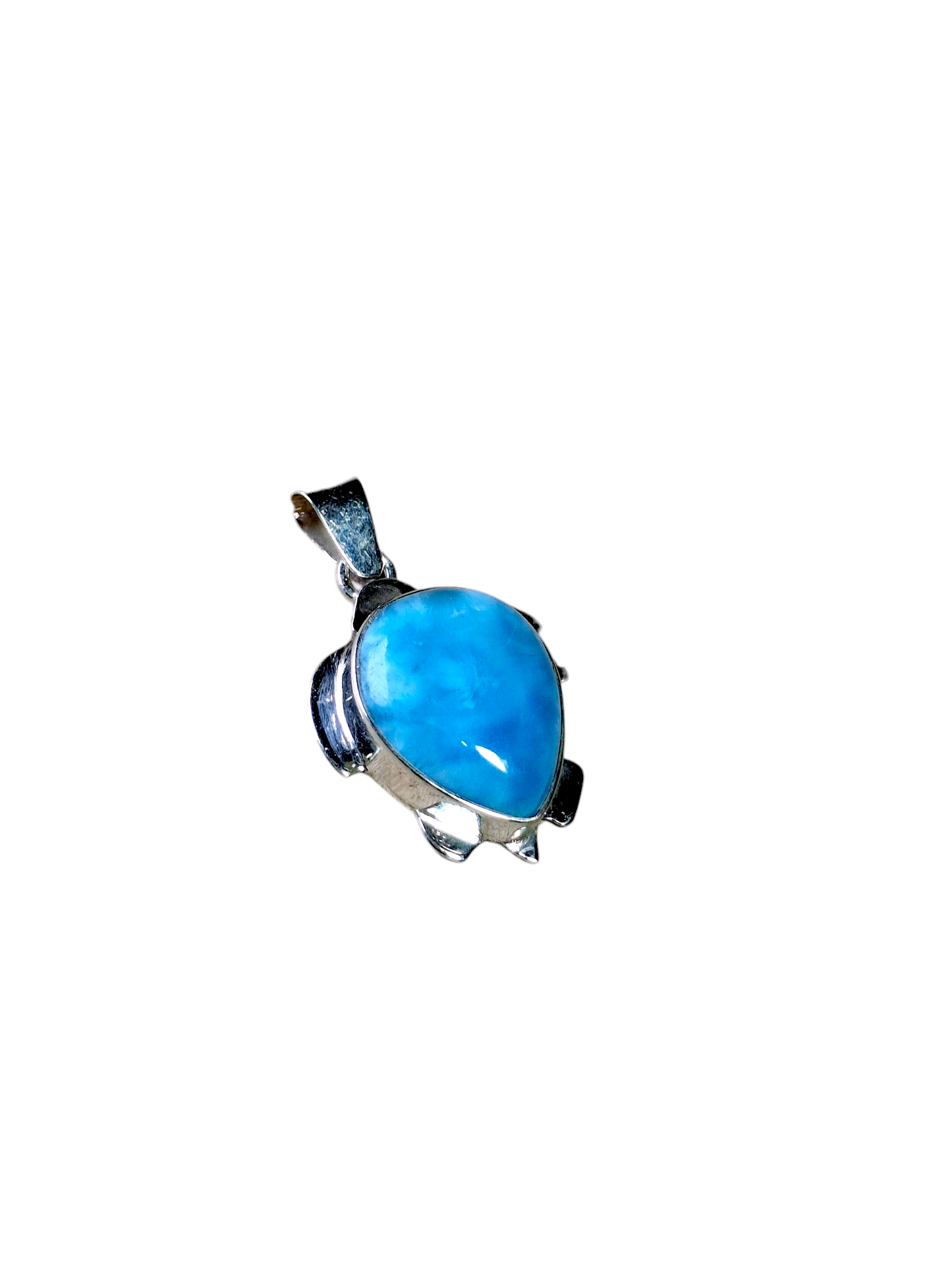 1.2 "in. Dominican Nice Blue Turttle Larimar Stone Pendant Handmade
