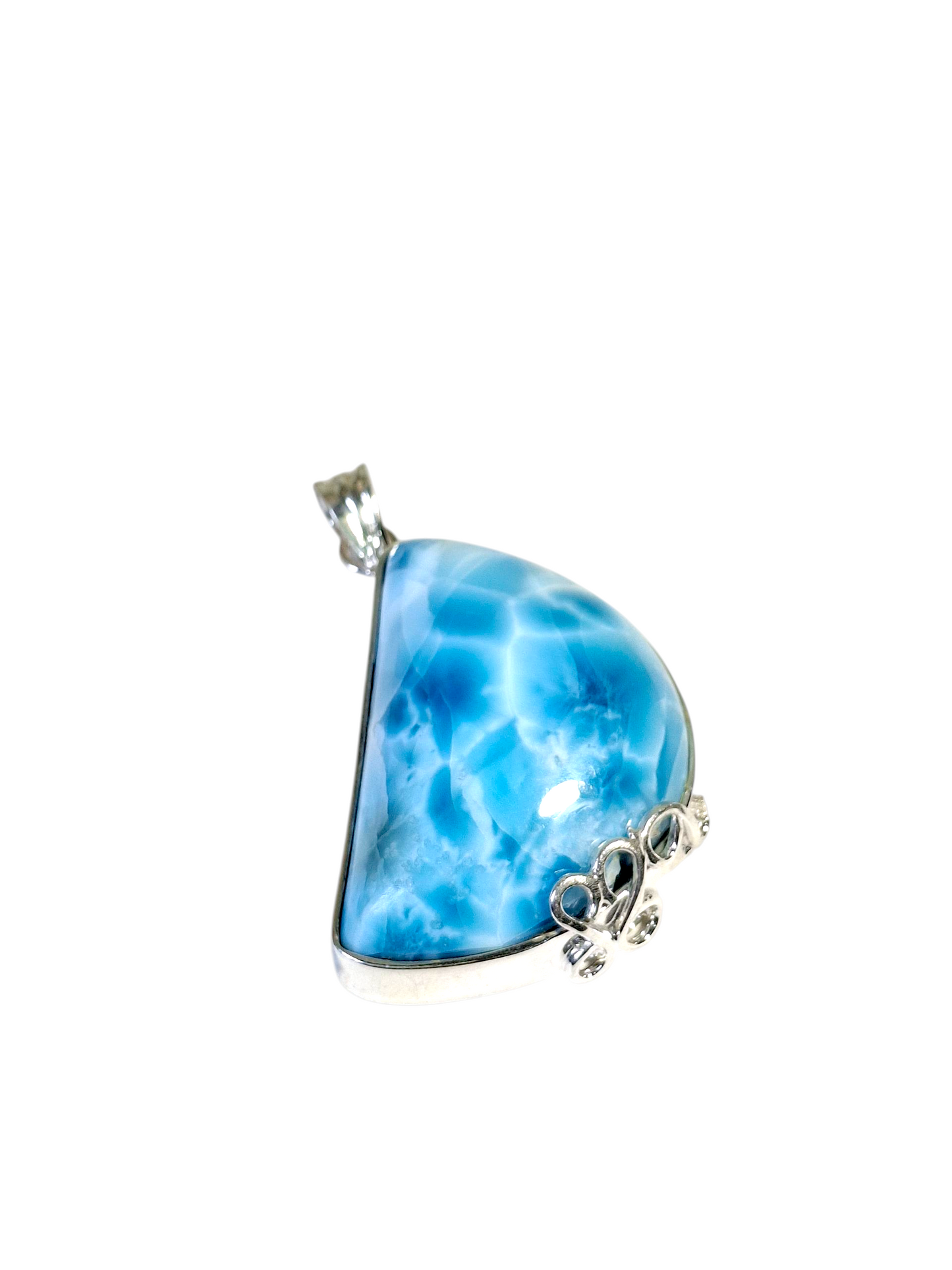 2.2 "in. Dominican Nice Deep Blue Larimar Stone Pendant Handmade
