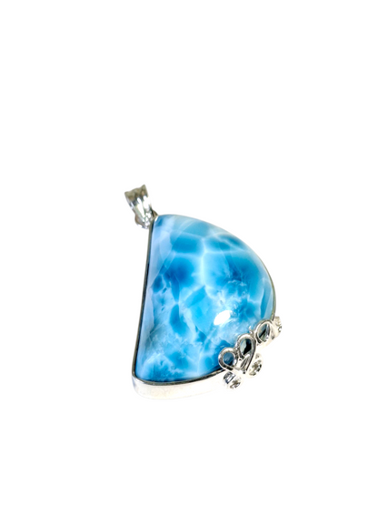 2.2 "in. Dominican Nice Deep Blue Larimar Stone Pendant Handmade