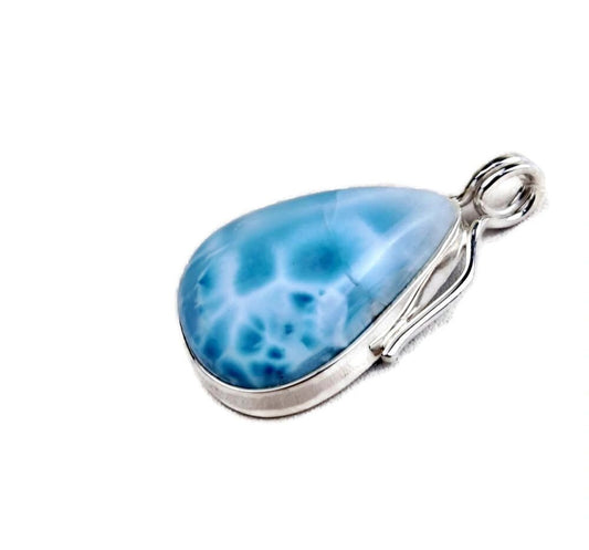 2.2 "in. Dominican Nice Blue Larimar Stone Pendant Handmade