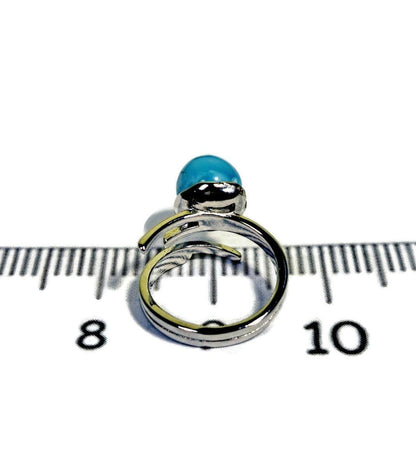Solid Sterling Silver Dominican Deep Blue Larimar Stone Handmade Ring