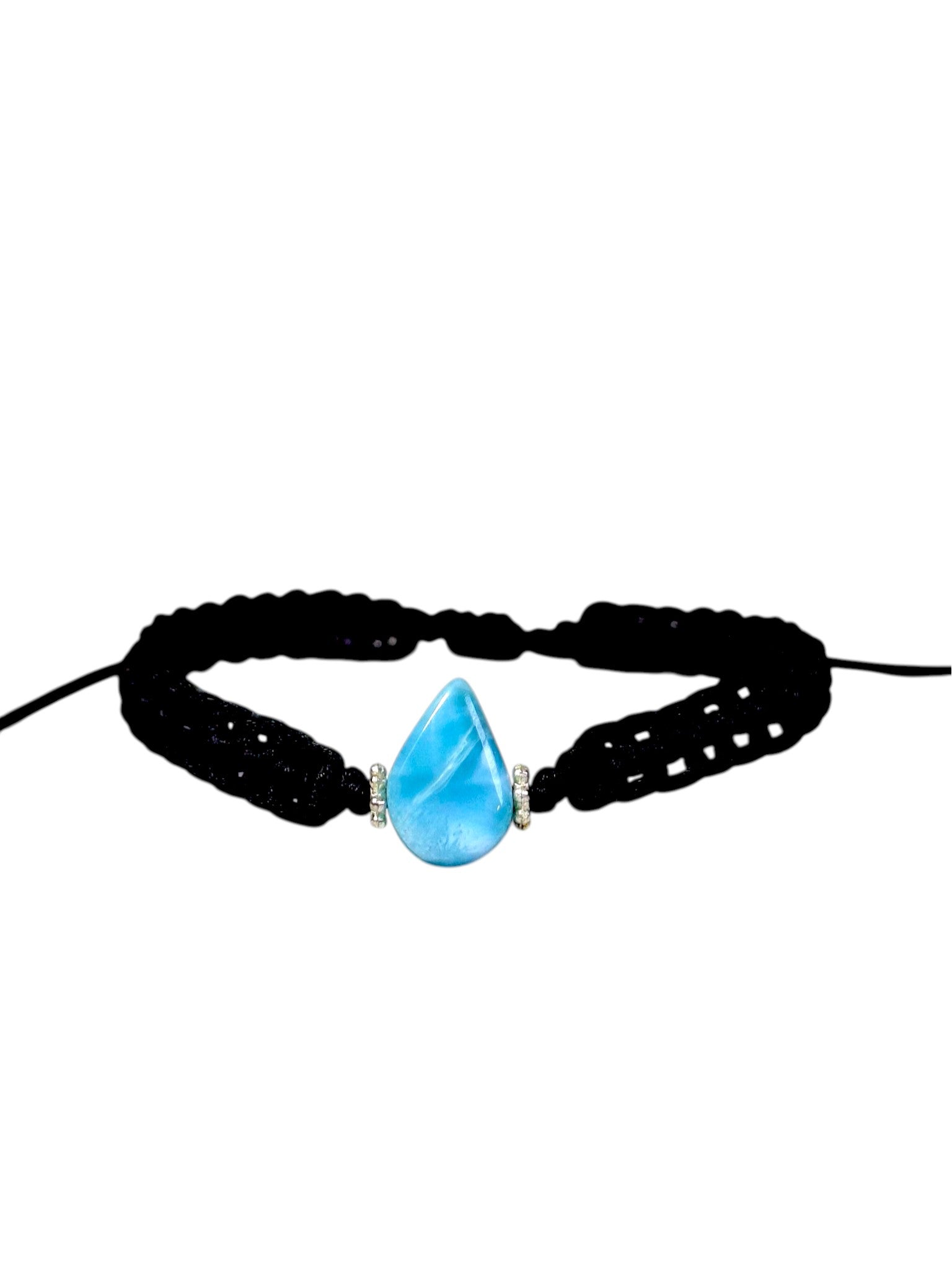 Nice Blue Larimar Stone Nylon Cord Handmade Bracelet Men / Women