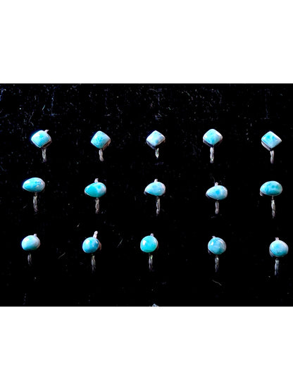 15 Solid Sterling Silver Dominican Blue Larimar Stone Handmade Rings