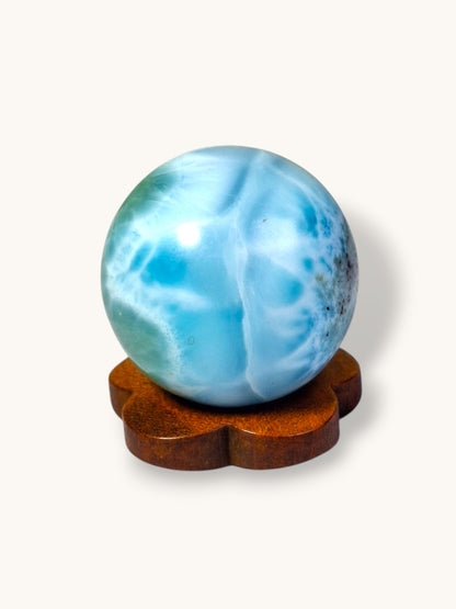 26 mm Round Natural Dominican Blue Larimar Stone Sphere Healing Energies