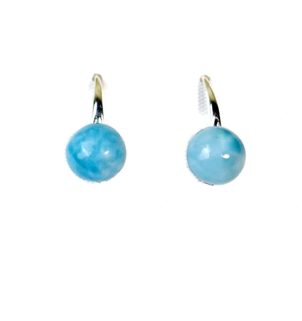 Sterling Silver Nice Blue Larimar Stone Handmade Dangle Earring