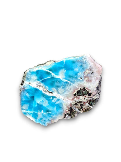 190 g Partially Polished Natural Dominican Blue Larimar Stone Specimen Healing