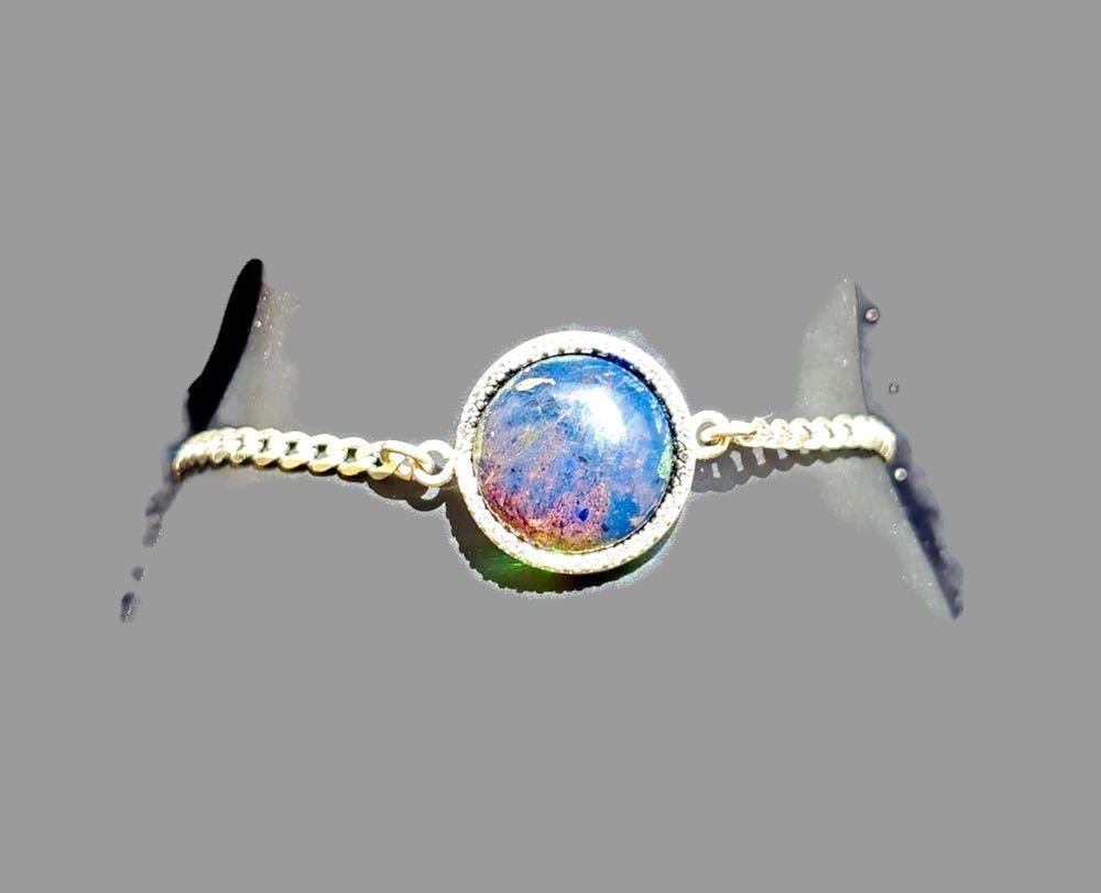 Dominican Blue Amber stone W/ Zirconia Handmade Bracelet