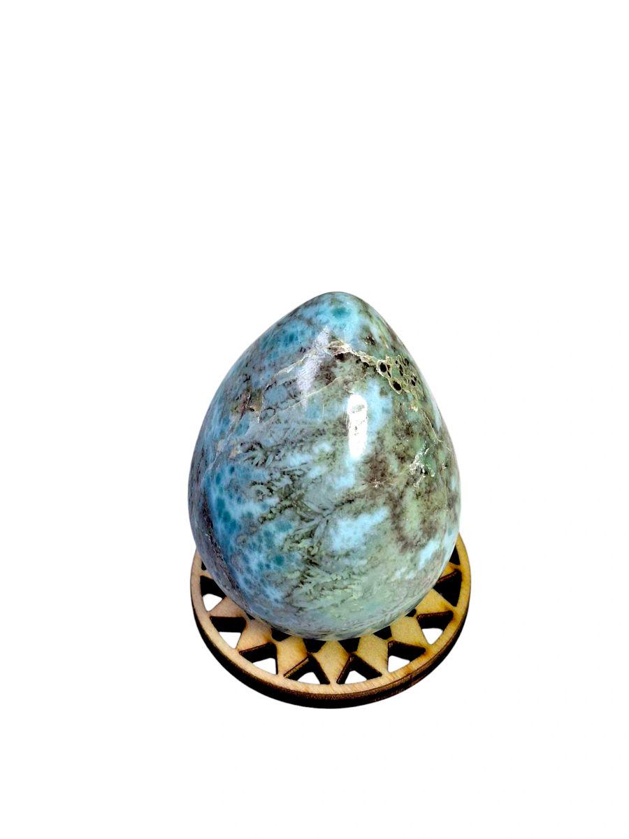 59 mm Egg Form Natural Dominican Blue Larimar Stone Healing Energies