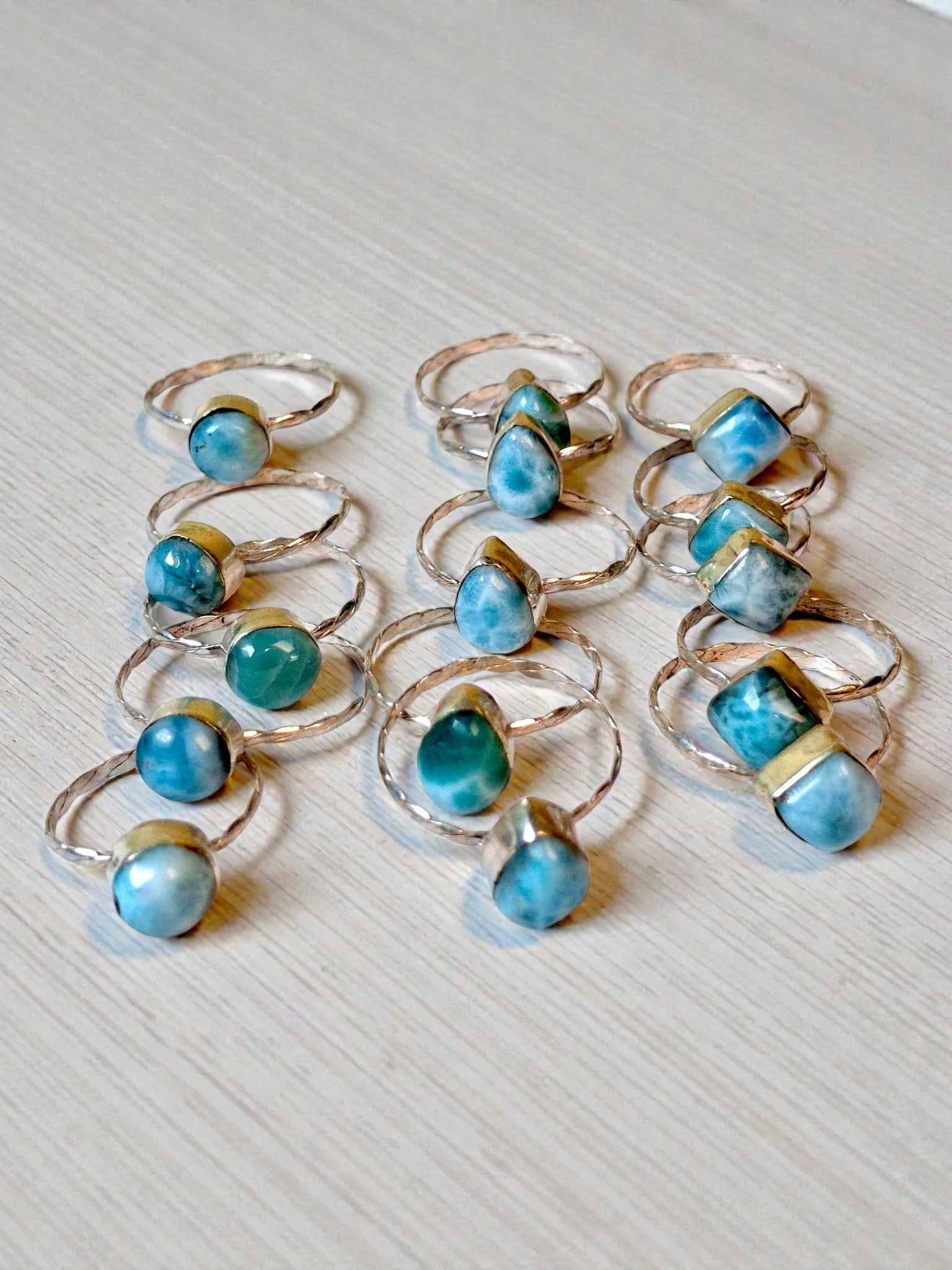 15 Solid Sterling Silver Dominican Blue Larimar Stone Handmade Rings