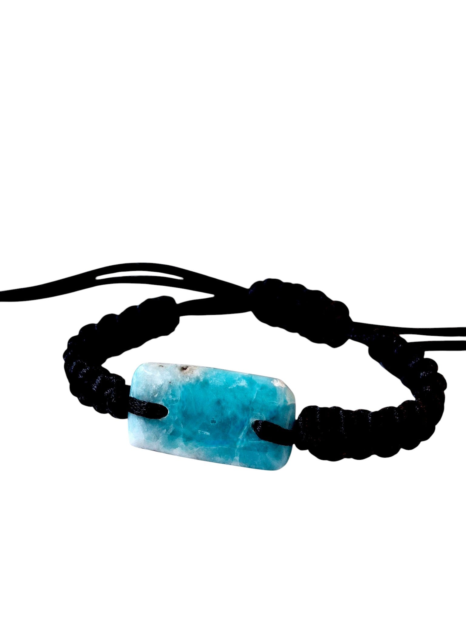 Nice Blue Larimar Stone Nylon Cord Handmade Bracelet Men / Women