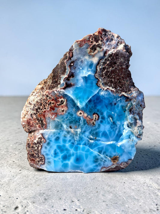 334 g Partially Polished Natural Dominican Blue Larimar Stone Specimen Healing