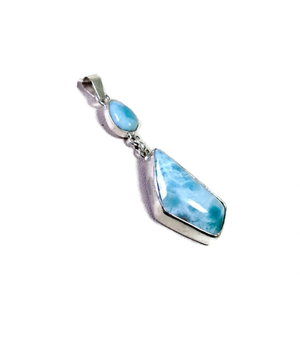 2.4 "in. Dominican Nice Blue Larimar Stone Pendant Handmade