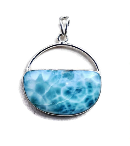 2.5 "in. Big Dominican Nice Deep Blue Larimar Stone Pendant Handmade