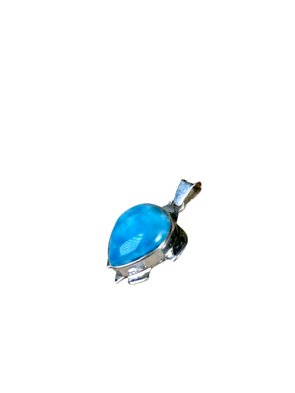 1.2 "in. Dominican Nice Blue Turttle Larimar Stone Pendant Handmade