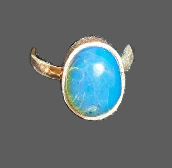 Sterling Silver Beautiful Dominican Blue Amber Stone Ring Handmade