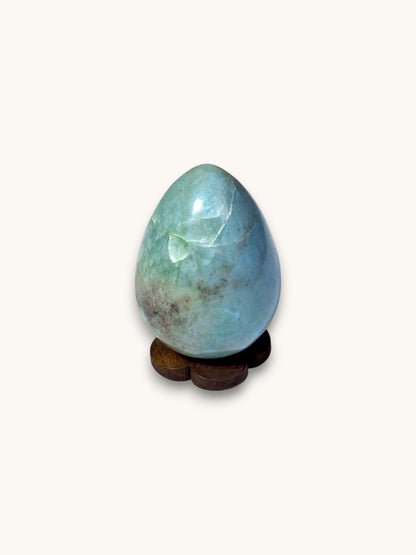 46 mm Egg Form Natural Dominican Blue Larimar Stone Healing Energies