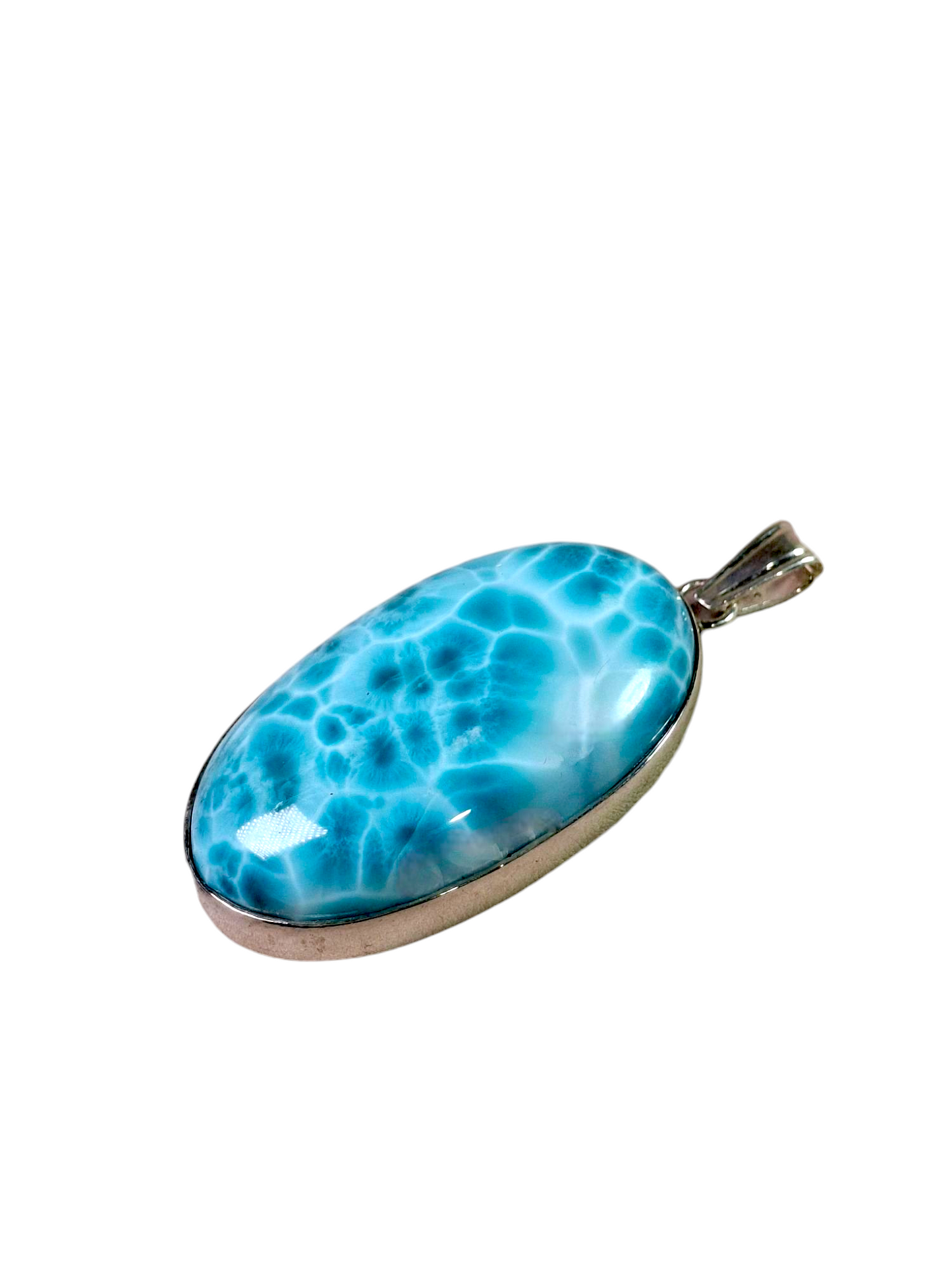 2.6 "in. Dominican Nice Deep Blue Larimar Stone Pendant Handmade