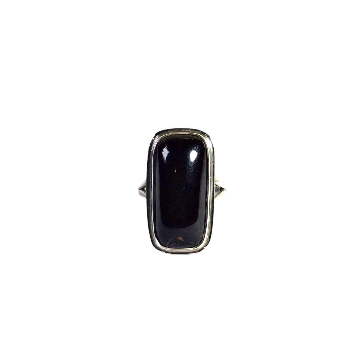 Natural 925 Caribbean Black Coral Stone Ring Handmade