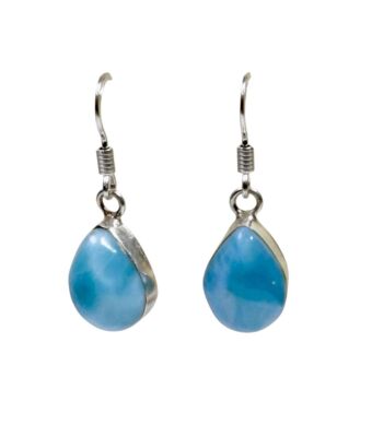 Sterling Silver Nice Blue Larimar Stone Handmade Dangle Earring