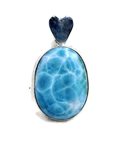 2.7 "in. Dominican Nice Deep Blue Larimar Stone Pendant Handmade
