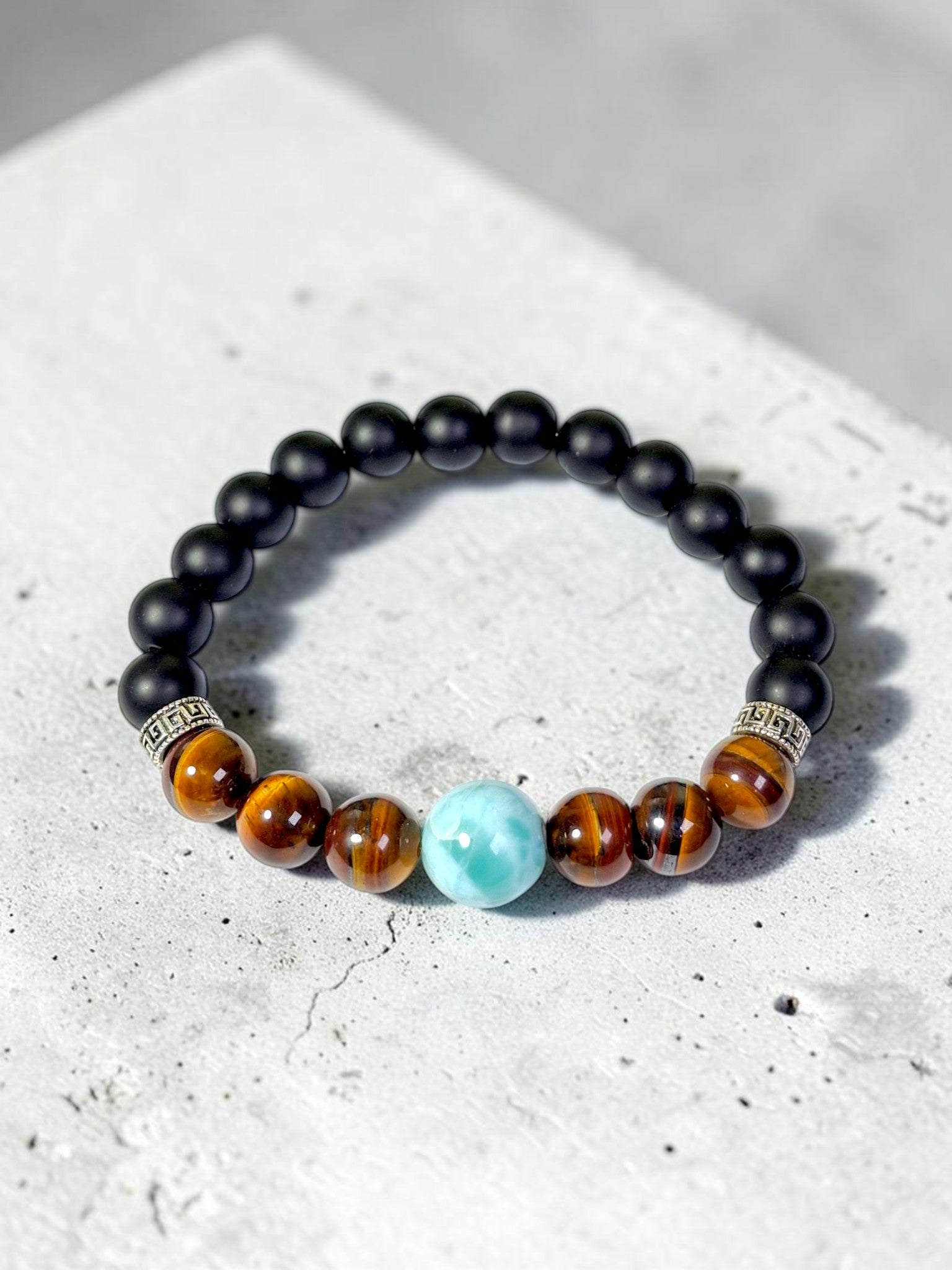 Nice Deep Blue Larimar Stone Leather Handmade Bracelet Watch Men / Women