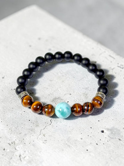 Nice Deep Blue Larimar Stone Leather Handmade Bracelet Watch Men / Women