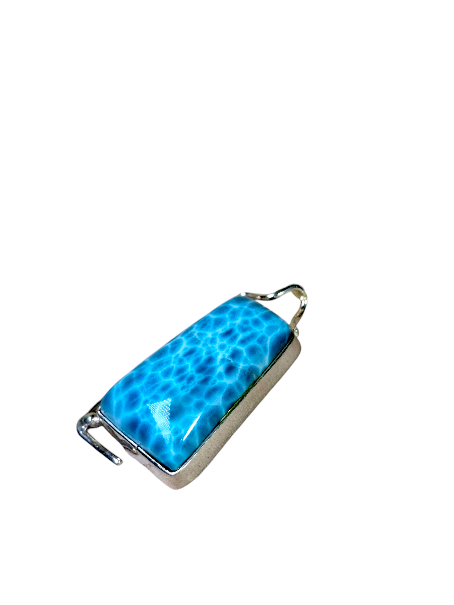 2 "in. Dominican Nice Deep Blue Larimar Stone Pendant Handmade