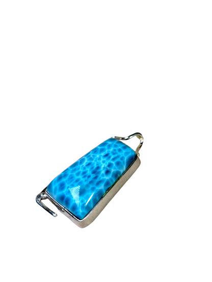 2 "in. Dominican Nice Deep Blue Larimar Stone Pendant Handmade