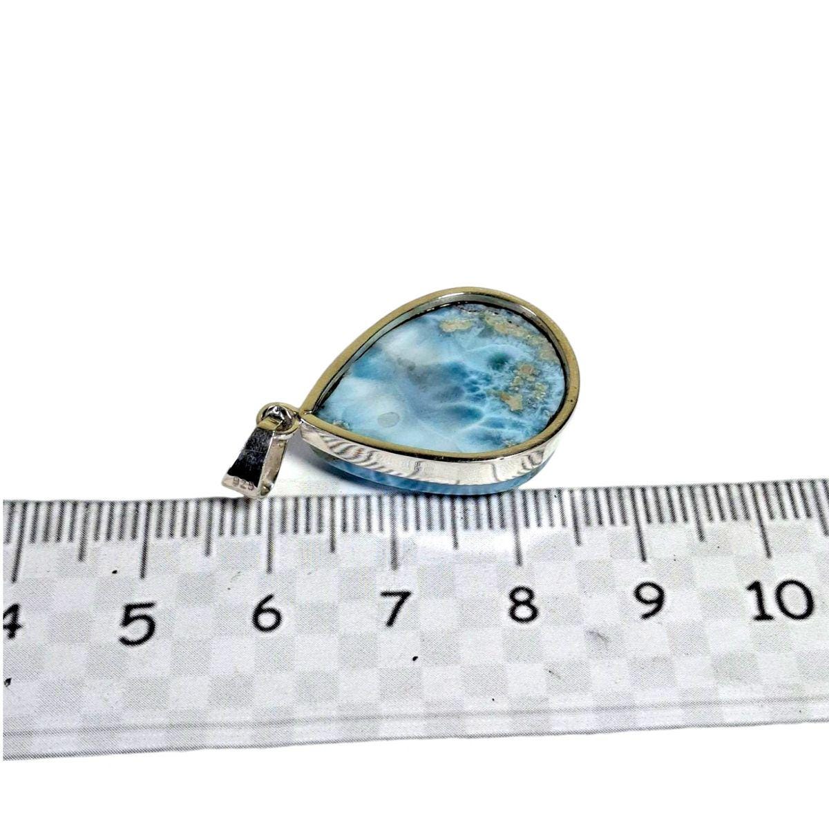 2.1 "in. Dominican Nice Blue Larimar Stone Pendant Handmade