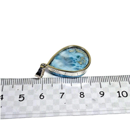 2.1 "in. Dominican Nice Blue Larimar Stone Pendant Handmade
