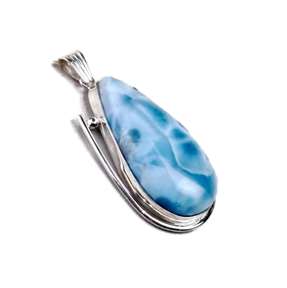 2.5 "in. Big Dominican Nice Blue Larimar Stone Pendant Handmade
