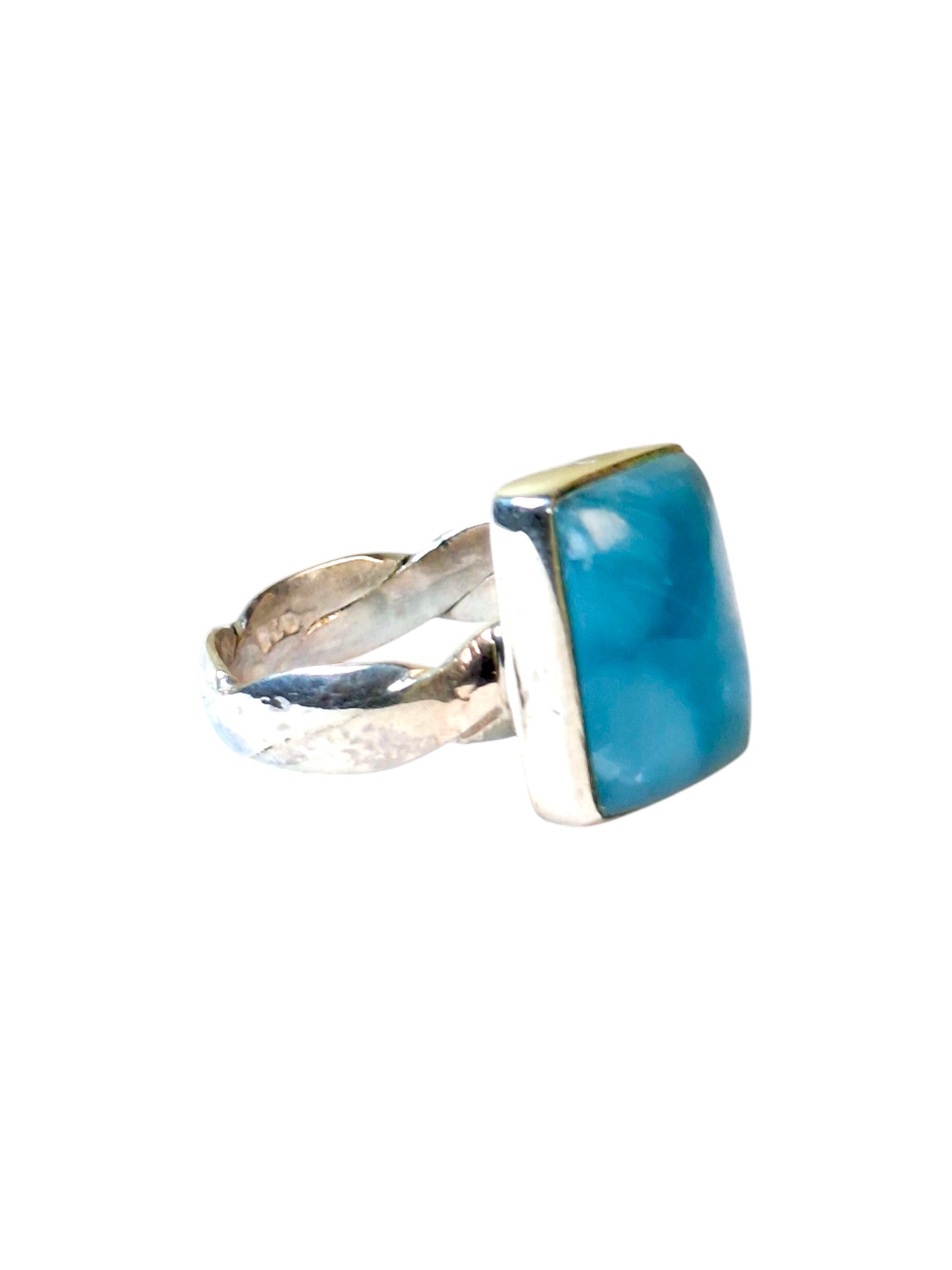 Solid Sterling Silver Dominican Deep Blue Larimar Stone Handmade Ring