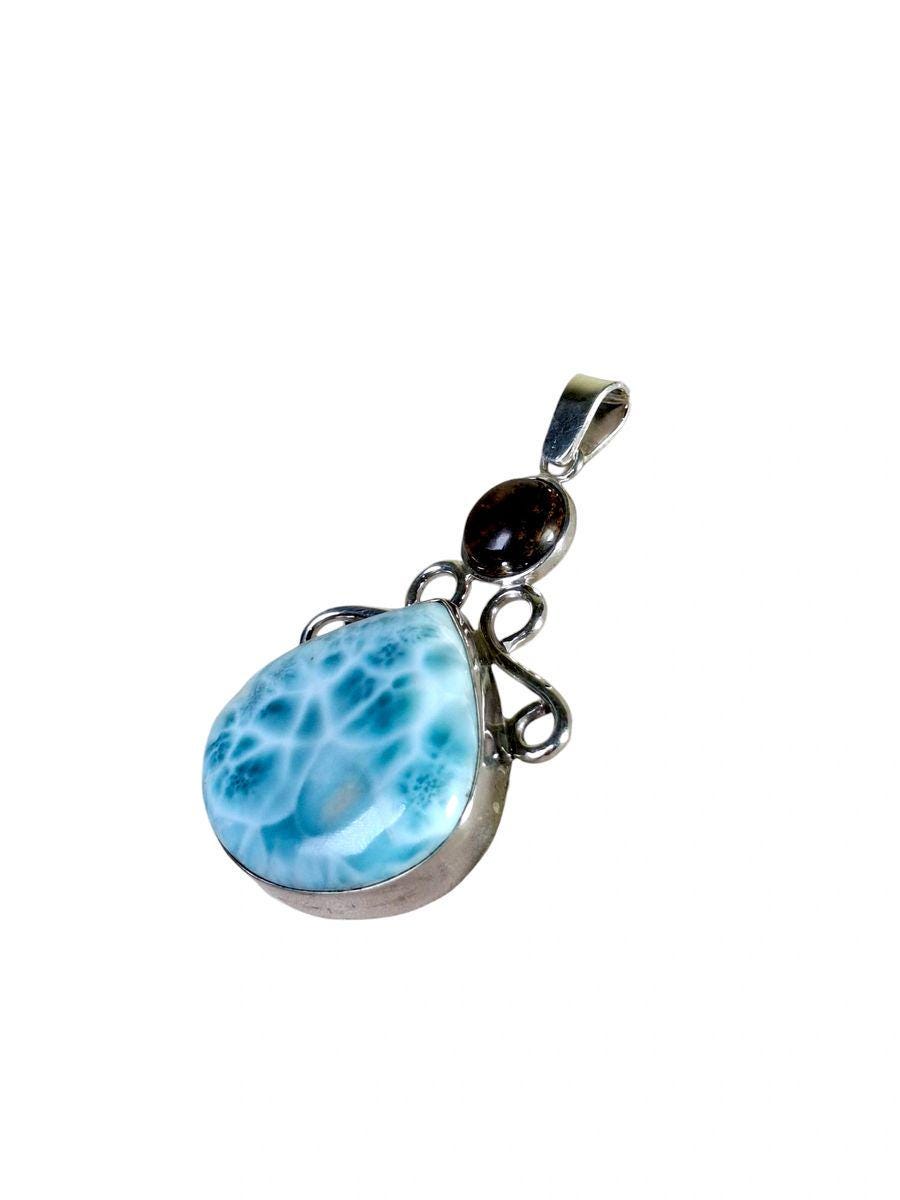 2.6 "in. Beautiful Nice Blue Larimar / EyesTiger Stones Pendant Handmade