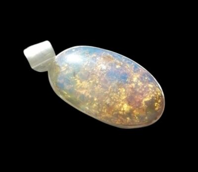 Sterling Silver Dominican Blue Amber Stone Handmade Pendant
