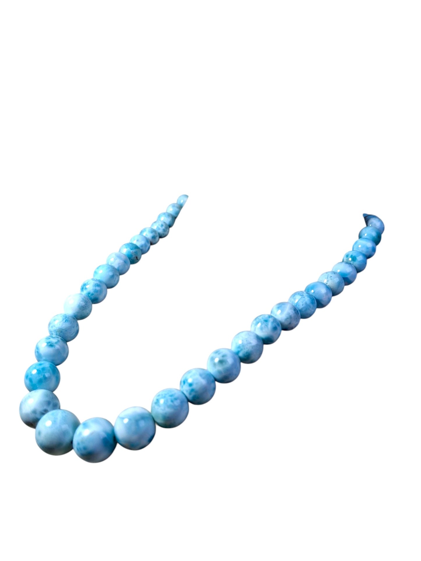 17.5 " Dominican Nice Blue Larimar Stone Necklace Handcrafted