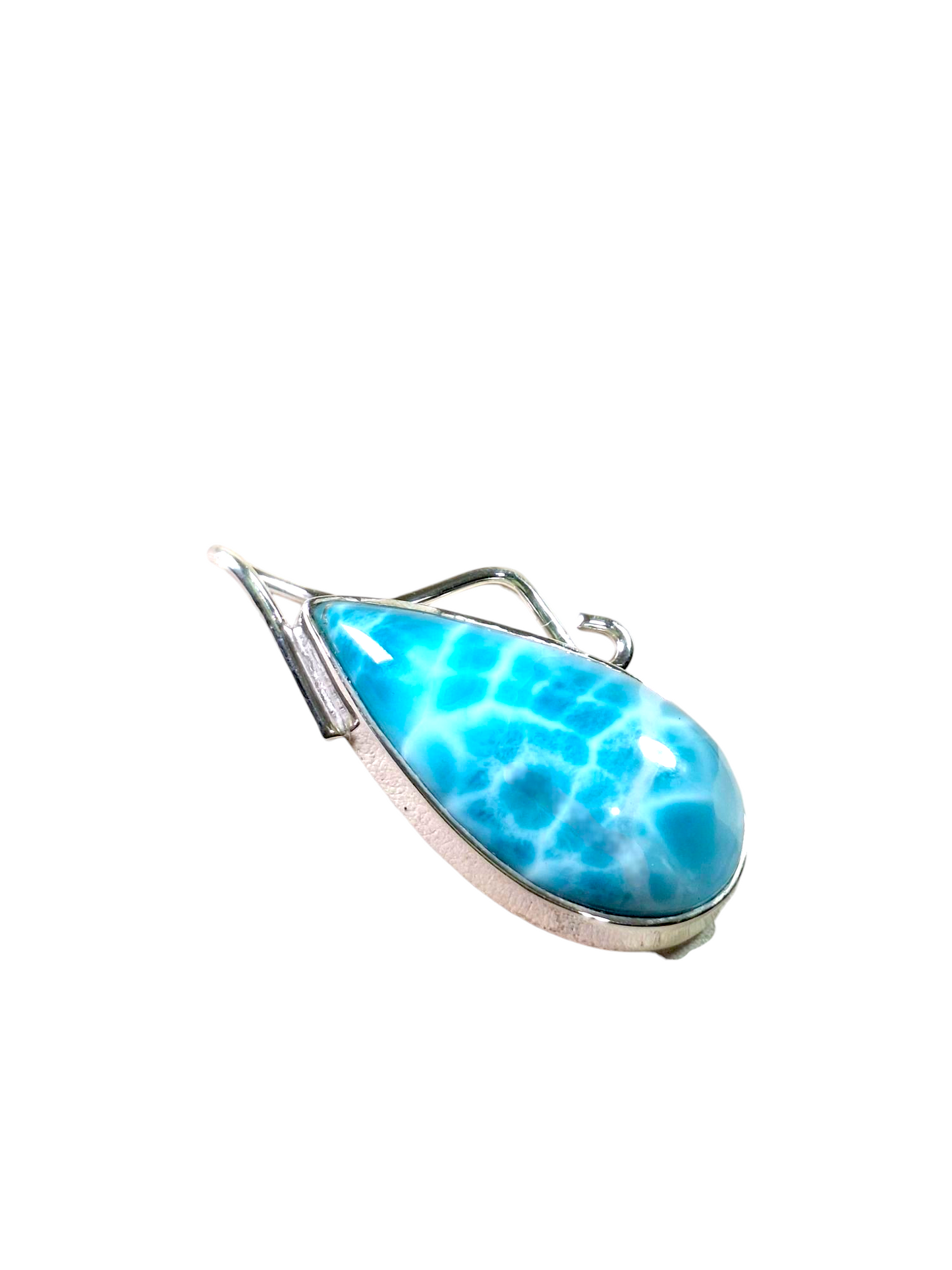 2.1 "in. Dominican Nice Deep Blue Larimar Stone Pendant Handmade